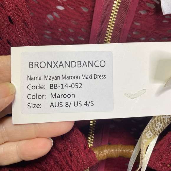 BRONX AND BANCO Mayan Maroon Maxi Dress NWT Sz S/4 - Picture 5 of 10